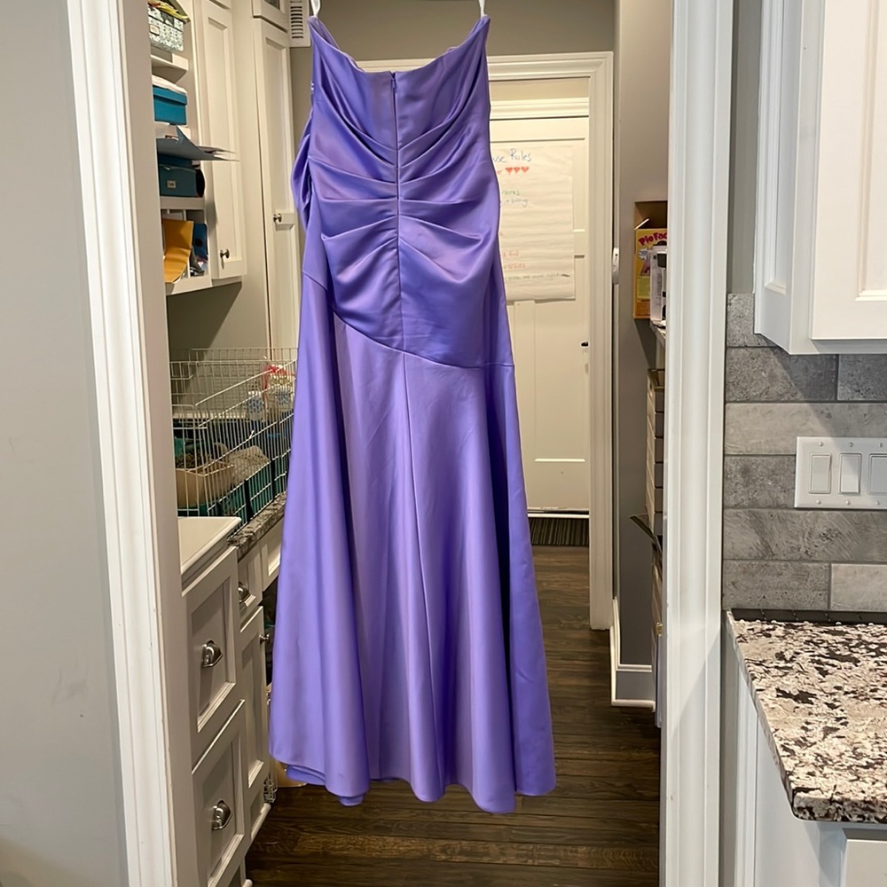 Lavender bridesmaids dress.